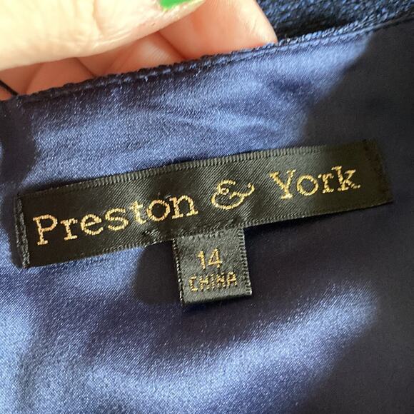 Preston & York Navy Blue Embroidered Sheath Dress, Size 14 - Picture 7 of 10